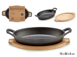 KINVARA Petit plateau ovale en fer forgé et bambou Gris-Madera