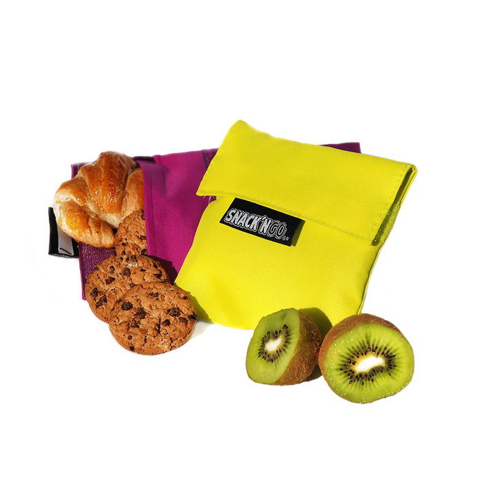 Roll Eat snack'n'go Porte-snacks réutilisables, Lila / Jaune, 2 unités Roll Eat snack'n'go Porte-snacks réutilisables, Lila / Jaune, 2 unités