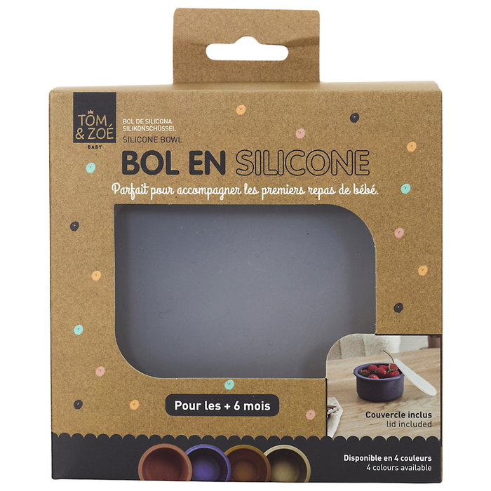 Tom et Zoe Bol en silicone avec couvercle de 12,5 cm