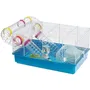 Ferplast Cage pour Hamster Paula Tube Line - 46x29.5x24.5 cm Bleu avec Maison, Roue, Mangeoire, Abreuvoir et Tunnels