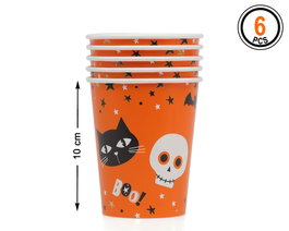 atosa Pack de 6 verres Halloween orange 10cm pour fêtes enfantines