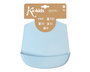 KioKids Babero Blandito en silicone imperméable bleu, bavoir pour bébé +4 mois avec bolsillon et 7 réglages de cou