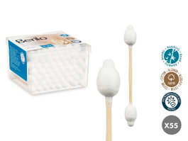 BERILO CAJA 55 Bâtonnets auriculaires bambou bébé