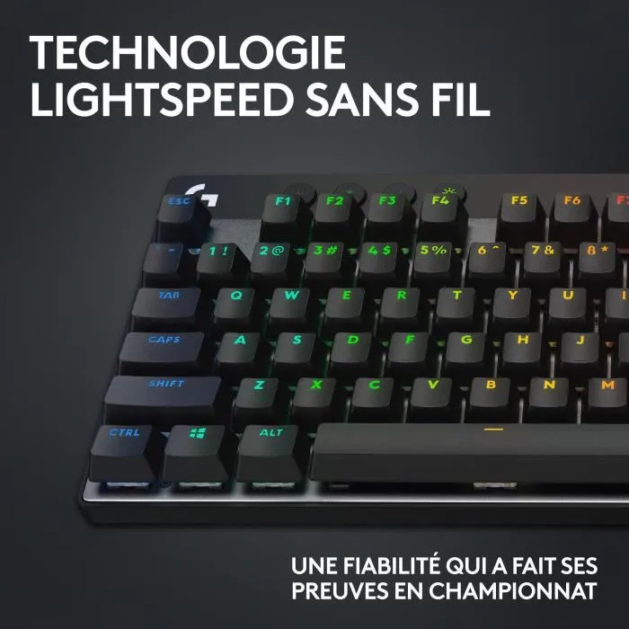 Logitech G Pro X TKL Lightspeed - Clavier mécanique sans fil gamer pour esport - Rétroéclairage - Format TKL sans pavé numérique - Switch mécanique - AZERTY - Noir Logitech G Pro X TKL Lightspeed - Clavier mécanique sans fil gamer pour esport - Rétroéclairage - Format TKL sans pavé numérique - Switch mécanique - AZERTY - Noir