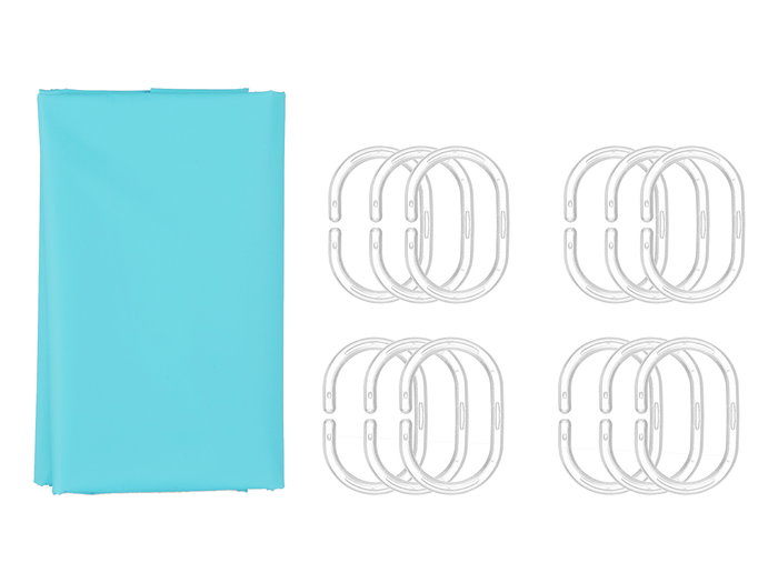 BERILO Rideau de douche transparent bleu 180x180cm BERILO Rideau de douche transparent bleu 180x180cm