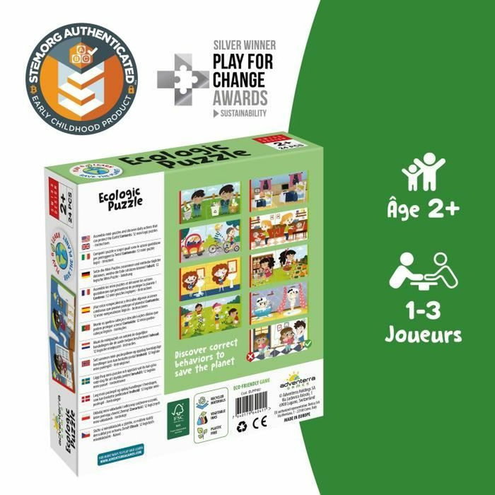 Adventerra Ecologic Puzzle Respect the Earth - Mini-puzzles éducatifs Adventerra Ecologic Puzzle Respect the Earth - Mini-puzzles éducatifs