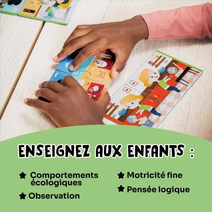 GEOMAG - Jeu éducatif Ecologic Puzzle Respect the Earth - Mini-puzzles actions écoresponsables pour enfants avec assemblages autocorrecteurs