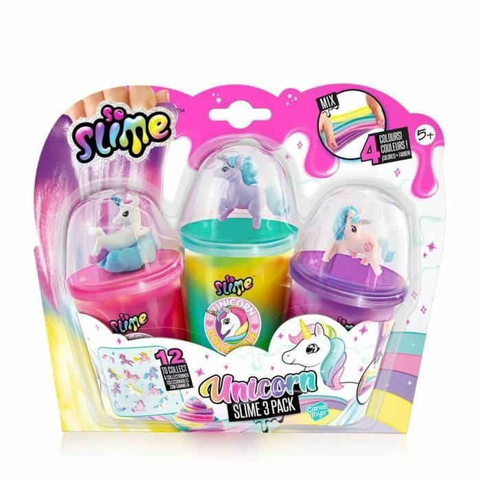 Canal Toys So Slime Pack de 3 pots de slime métallique avec figurines licornes