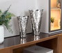 GINER Y COLOMER Fabrica2 Lot de 2 vases en aluminium avec finition brillante, effet martelé, design conique moderne et élégant