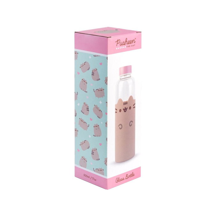 ERIK - Gourde isotherme en verre Pusheen de 500 ml, avec une housse en néoprene et anse intégrée