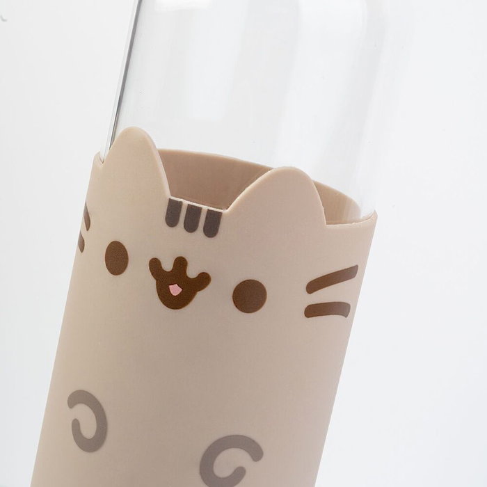 ERIK - Gourde isotherme en verre Pusheen de 500 ml, avec une housse en néoprene et anse intégrée