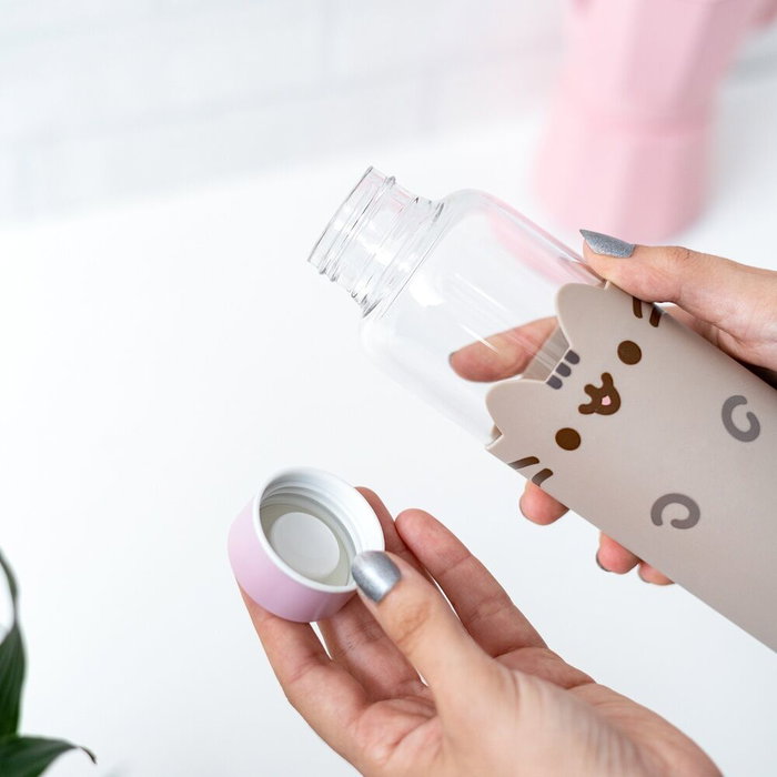 ERIK - Gourde isotherme en verre Pusheen de 500 ml, avec une housse en néoprene et anse intégrée