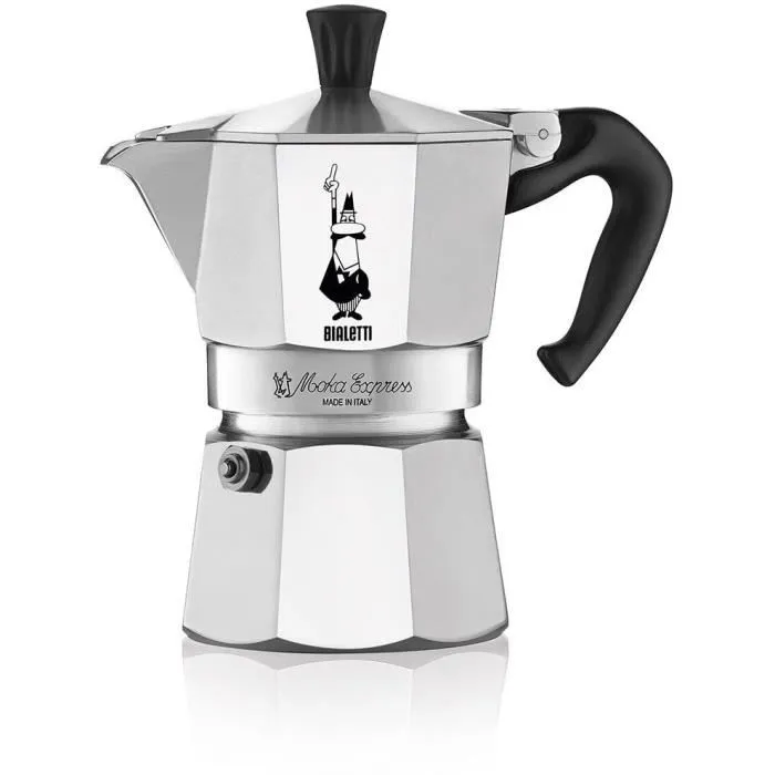 Bialetti Cafetière Italienne Moka Express en Aluminium pour 4 Tasses - Grise