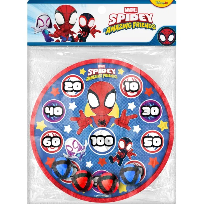 Marvel - Cible et balles fléchettes Spidey - Cible scratch 28 cm avec 4 balles - Jeu éducatif pour enfants dès 3 ans
