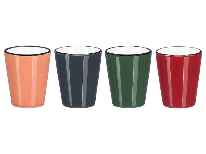 Vessia Verre en Céramique 90 ml, Bord Noir, Couleurs Foncées Assorties, 5x7x5 cm (Set de 48)