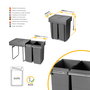 Emuca Recycle Poubelle de recyclage 2x25L Gris anthracite