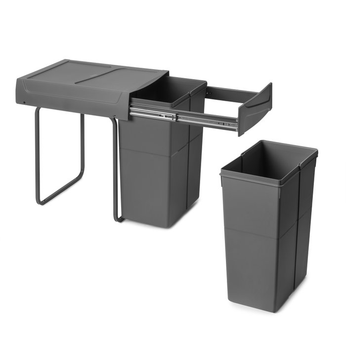 Emuca Recycle Poubelle de recyclage 2x25L Gris anthracite Emuca Recycle Poubelle de recyclage 2x25L Gris anthracite