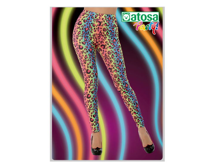 Leggings Multicolore à Motif Géométrique pour Adulte - Idéal pour Déguisement Hippie, Fête Rétro ou Carnaval