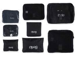 Berilo Lot de 6 Pochettes de Voyage Assorties Couleurs Bleu et Noir 10x31x39cm Polyester (Set de 12)