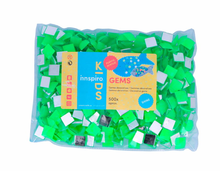 Innspiro Gemas decorativas acryliques carré vert fluor 12x12mm 500u