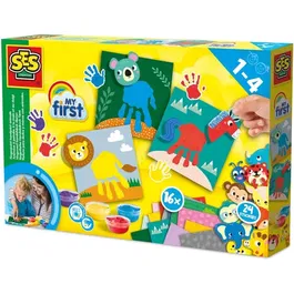 SES CREATIVE My First - Kit d'activité sensorielle Animaux à peindre à la main et au doigt - 16 Cartes + Autocollants - À partir de 1 an