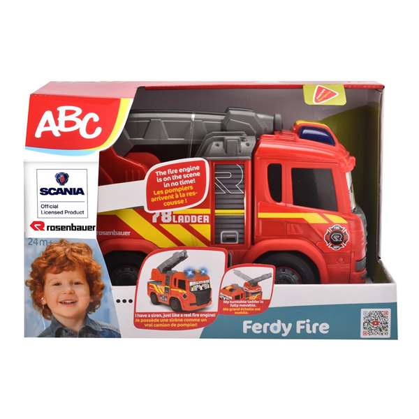 Smoby - Camion de pompiers jouet avec éclairage et sons - 25 cm - Fonctionne avec piles (incluses) - Version espagnole/portugaise