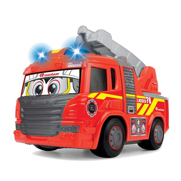 Smoby - Camion de pompiers jouet avec éclairage et sons - 25 cm - Fonctionne avec piles (incluses) - Version espagnole/portugaise