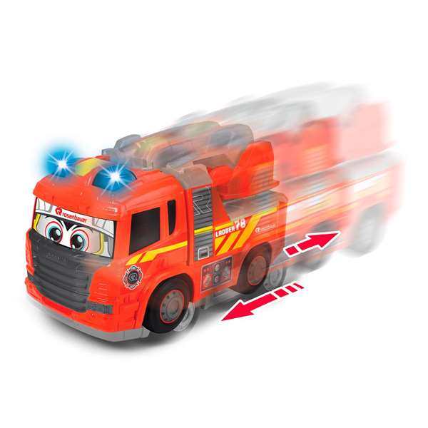 Smoby - Camion de pompiers jouet avec éclairage et sons - 25 cm - Fonctionne avec piles (incluses) - Version espagnole/portugaise