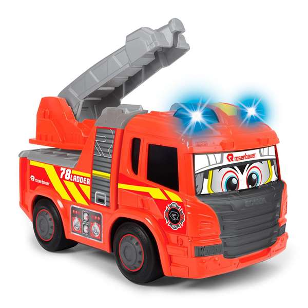 Smoby - Camion de pompiers jouet avec éclairage et sons - 25 cm - Fonctionne avec piles (incluses) - Version espagnole/portugaise