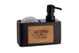 Kinvara Support éponge noir gravé bois 14x13x6 cm (Set de 12)
