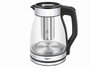 Argon Bouilloire Verre Borosilicate LED 1,5 L Filtre Inclus 20x24x16 cm Transparent Noir Argent (Set de 6)