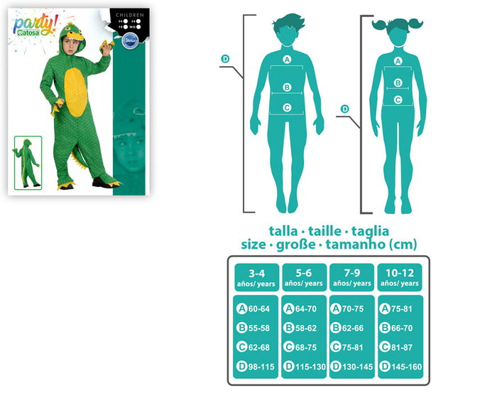 atosa Déguisement Dinosaure pour Enfant Unisexe - Vert atosa Déguisement Dinosaure pour Enfant Unisexe - Vert
