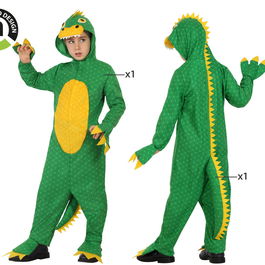 Déguisement Dinosaure Enfant Unisex Vert Taille 7-9 Ans - Costume Mono en Polyester pour Fête et Carnaval