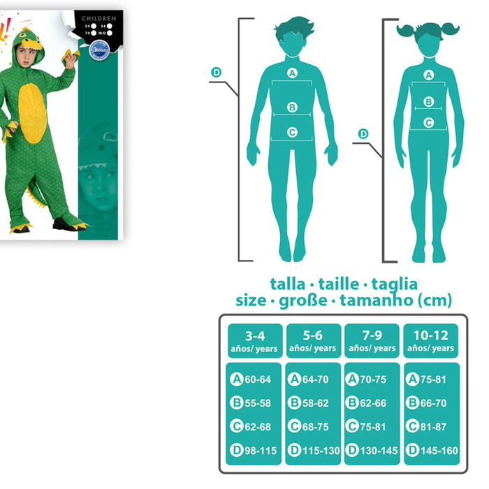 Déguisement Dinosaure Enfant Unisex Vert Taille 7-9 Ans - Costume Mono en Polyester pour Fête et Carnaval