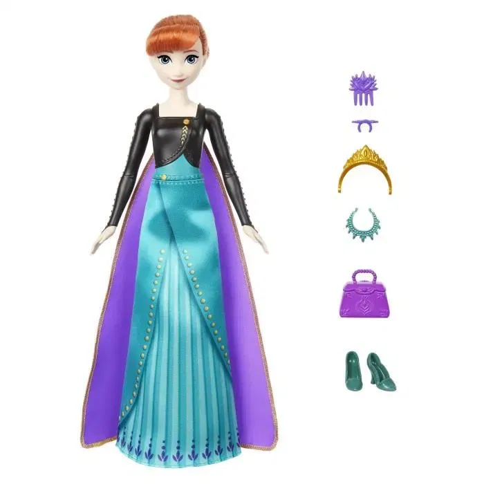 Mattel Poupée Surprise Disney Frozen Spin & Reveal Anna - La Reine des Neiges HXD27 avec 5 Accessoires et Sachets Mystère