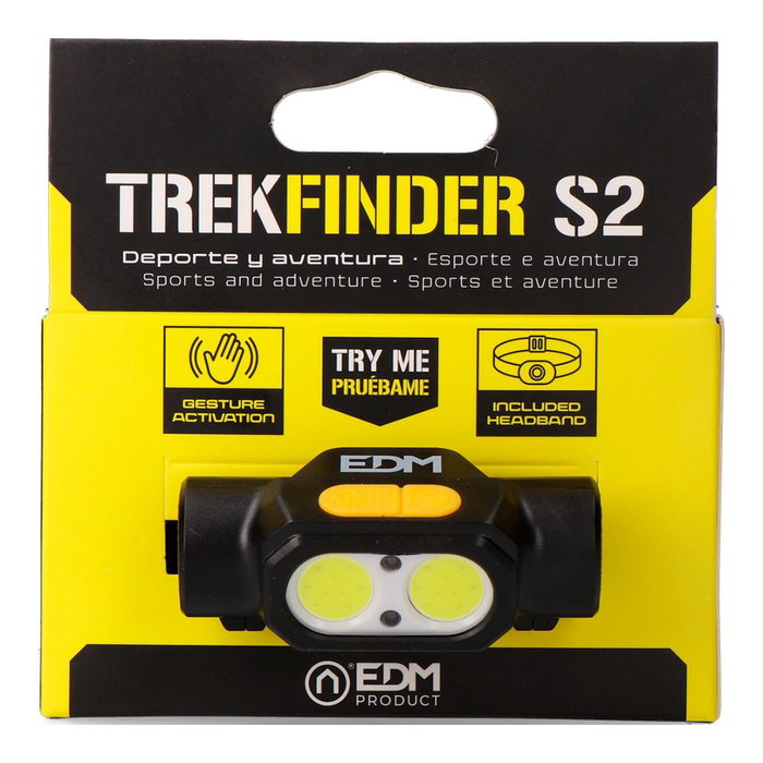 Edm Trekfinder S2 Lampe Frontale 250 lm 3 W USB-C avec Activation par Geste Noir Edm Trekfinder S2 Lampe Frontale 250 lm 3 W USB-C avec Activation par Geste Noir