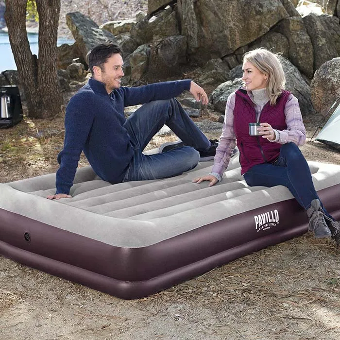 Bestway Matelas Gonflable 67699 2 Places avec Oreiller Intégré en Tritech - 203 x 152 x 36 cm - Pour Camping et Extérieur