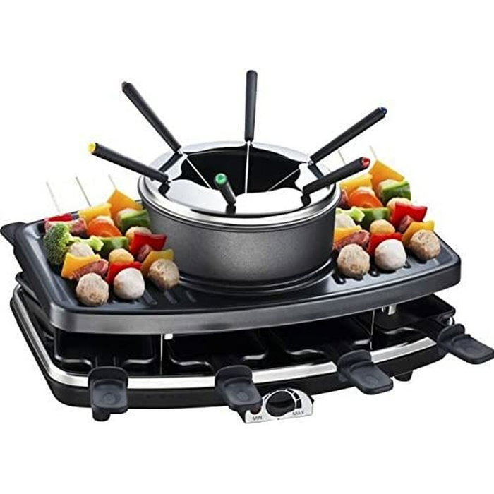 Continental Edison Appareil à raclette, gril et fondue 3 en 1 - Noir