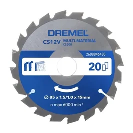 Dremel - Lame de scie circulaire multi-matériaux CS600 en carbure, Ø 85 mm - Pour bois, stratifié, plastique, métaux non ferreux