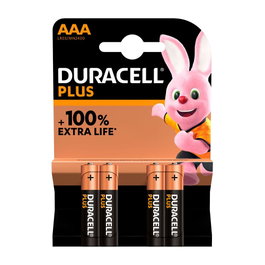Duracell Plus Power Pile Alcaline LR03 AAA 1,5V Blister de 4 Unités Ø10,5x44,5mm