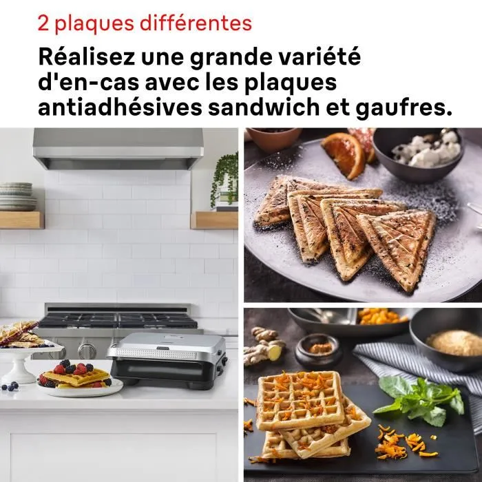 Braun SM5005 Grill Sandwich Maker 5 - Appareil à Croque-Monsieur et à Gaufres - 800 W - Plaques Amovibles - Inox / Noir