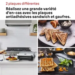 Braun SM5005 Grill Sandwich Maker 5 - Appareil à Croque-Monsieur et à Gaufres - 800 W - Plaques Amovibles - Inox / Noir