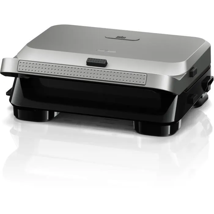 Braun SM5005 Grill Sandwich Maker 5 - Appareil à Croque-Monsieur et à Gaufres - 800 W - Plaques Amovibles - Inox / Noir