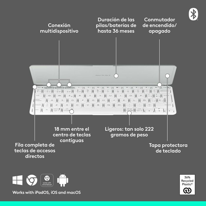 Clavier Logitech 920-012974 Blanc Gris QWERTY Clavier Logitech 920-012974 Blanc Gris QWERTY