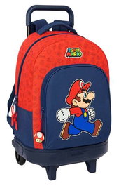 Safta Mochila grande à roulettes, compacte et amovible Super Mario "Trick", 33 x 45 x 22 cm, pour enfants à partir de 3 ans