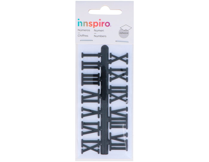 Innspiro Chiffres Romains Adhésifs en Plastique Noir 15mm Innspiro Chiffres Romains Adhésifs en Plastique Noir 15mm