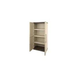 TOOD - Armoire de rangement haute en résine, 3 tablettes, charge max. 60 kg, dimensions 70x39x165 cm, pour intérieur et extérieur, couleur taupe/écru