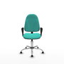 Chaise Algarra Contact permament de base Cuir écologique Turquoise Structure chromée Accoudoirs fixes Sans appui-tête Patins de chaises