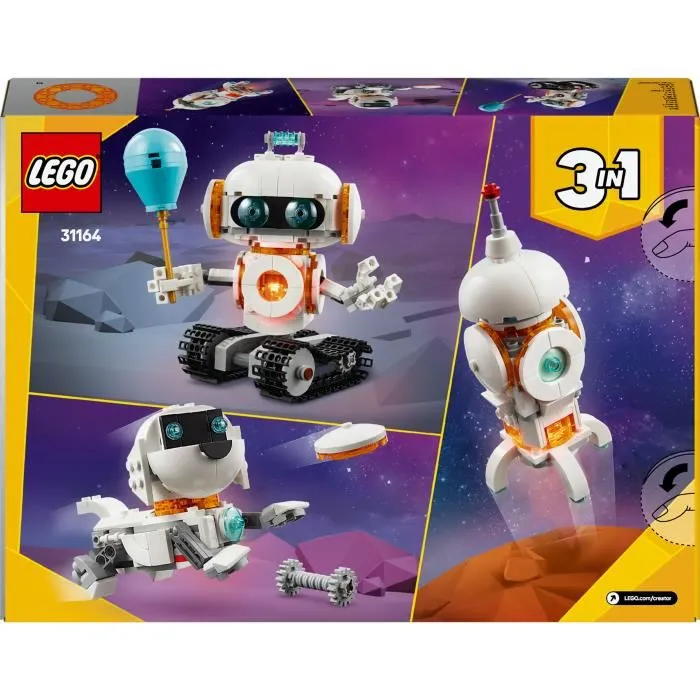 Lego 31164 Creator 3-en-1 - Set de Construction Robot Spatial, Chien et Fusée avec Pièces Lumineuses - 281 Pièces - À Partir de 8 Ans