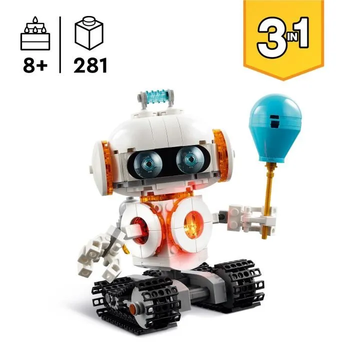 Lego 31164 Creator 3-en-1 - Set de Construction Robot Spatial, Chien et Fusée avec Pièces Lumineuses - 281 Pièces - À Partir de 8 Ans